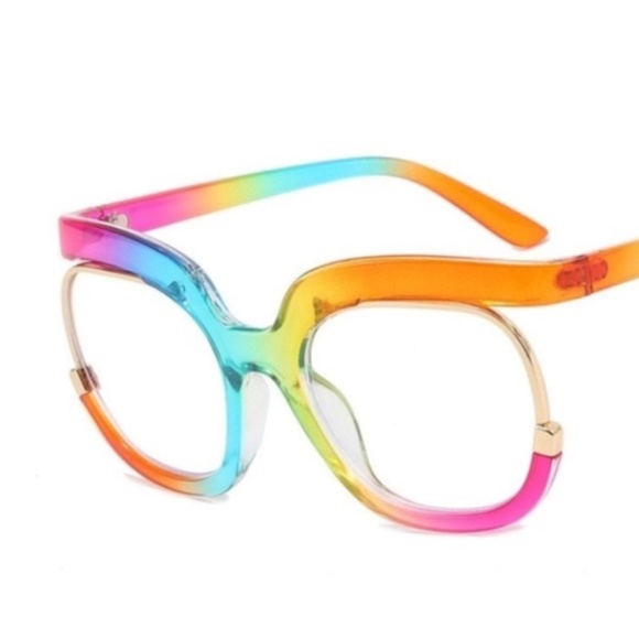 New Women Oversize Frame Rainbow Glasses Blue Light Blocking - Picture 8 of 16